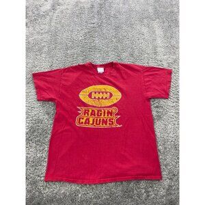 Vtg Louisiana Ragin Cajuns Bulldog Shirt Mens Large Red Graphic College Football